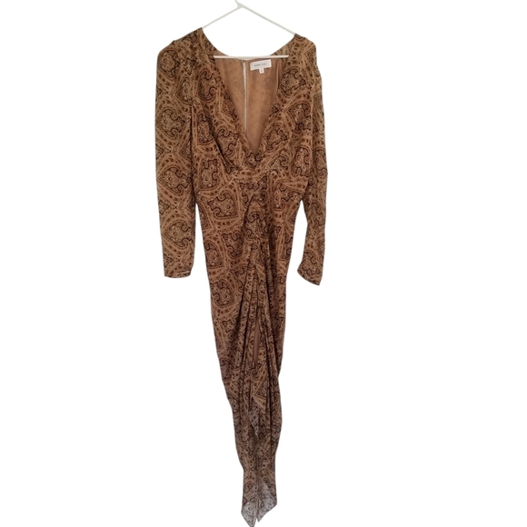 Ronny Kobo Astrid Paisley Ruched Silk Midi Cocktail Dress Size XL Multicolored - Picture 2 of 16